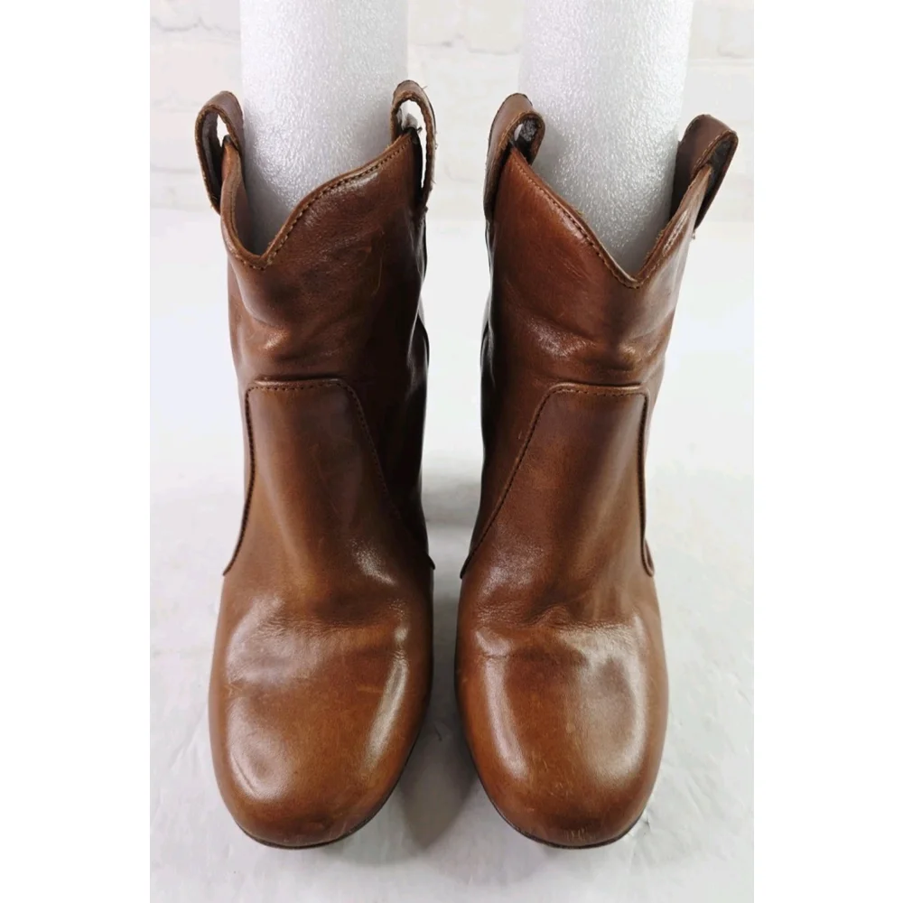 Laurence Dacade Pete Ankle Boots Brown Leather Women's Size 38 High Heel Booties